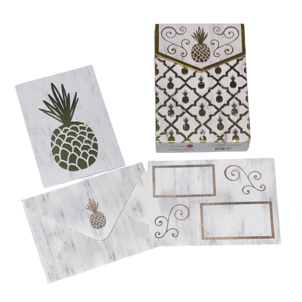 Punch Studio Golden Pineapple Note Cards in Embellished Pouch (13746), 10 ct